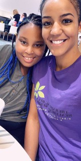 two people smiling